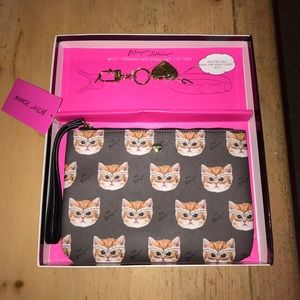 NWT. Betsey Johnson wristlet and BFF keychain with pet tag.